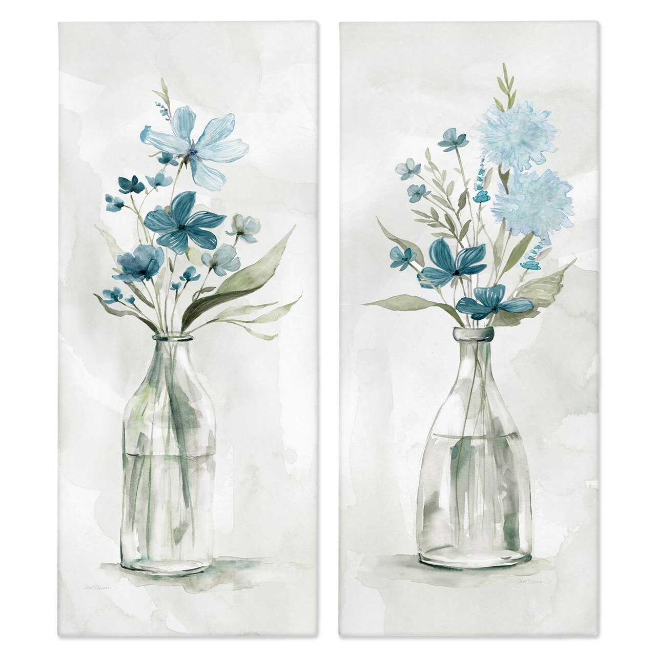 Stupell Industries Elegant Indigo Lilac Flower Jars Canvas Wall Art